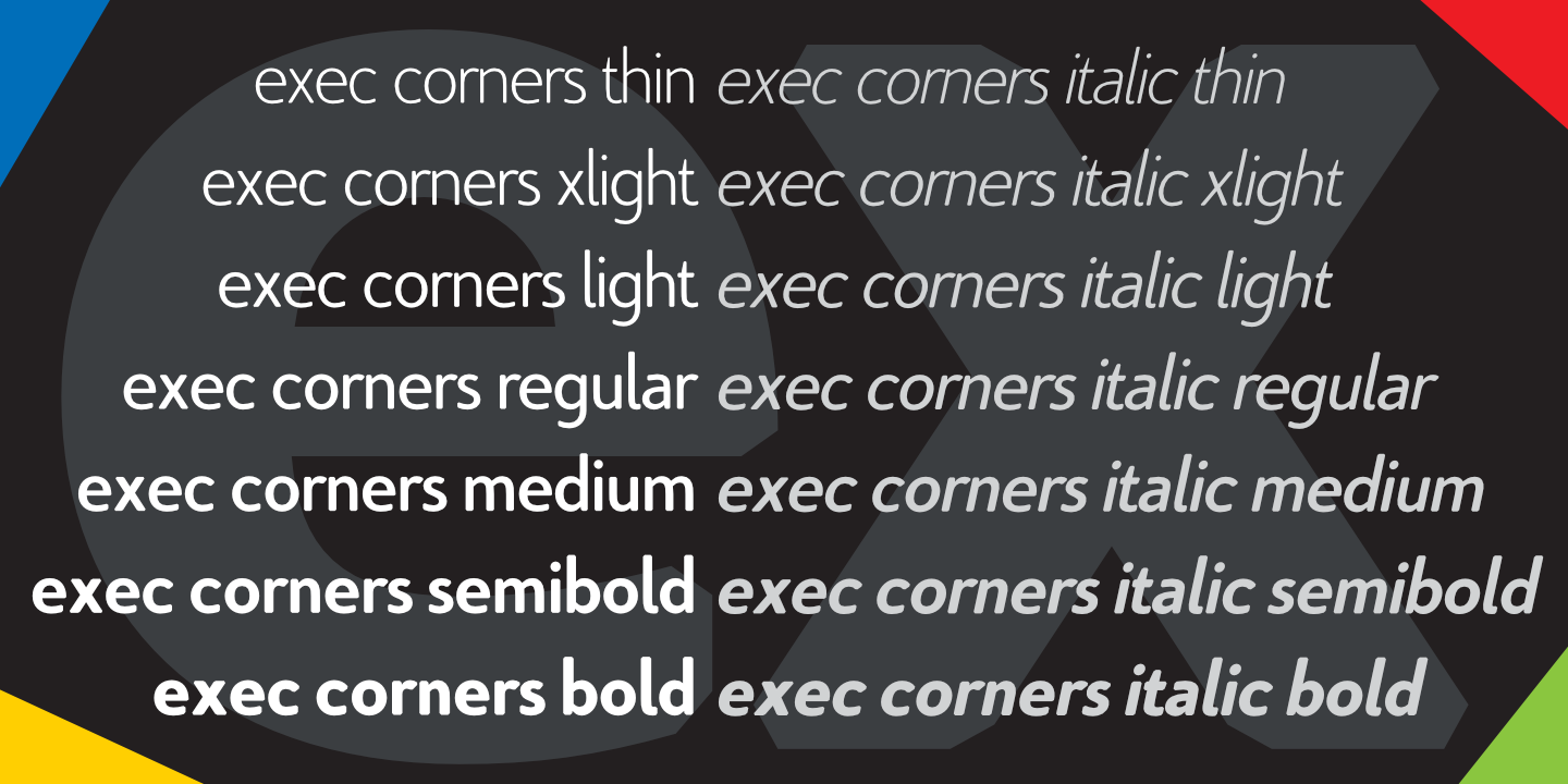 Exec Corners Italic Font preview